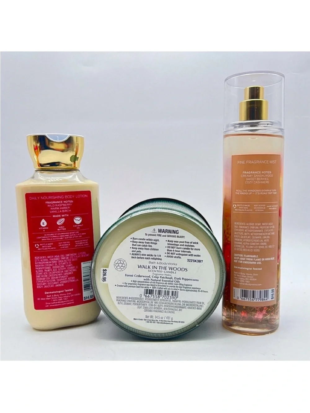 BBW Rare Walk in the Woods 3-Wick + Sunrise Woods Fall Set 7 Pc